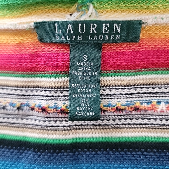 Ralph Lauren Southwestern Linen Blanket Striped Open Cardigan Size S Boho Hippie - Picture 4 of 4